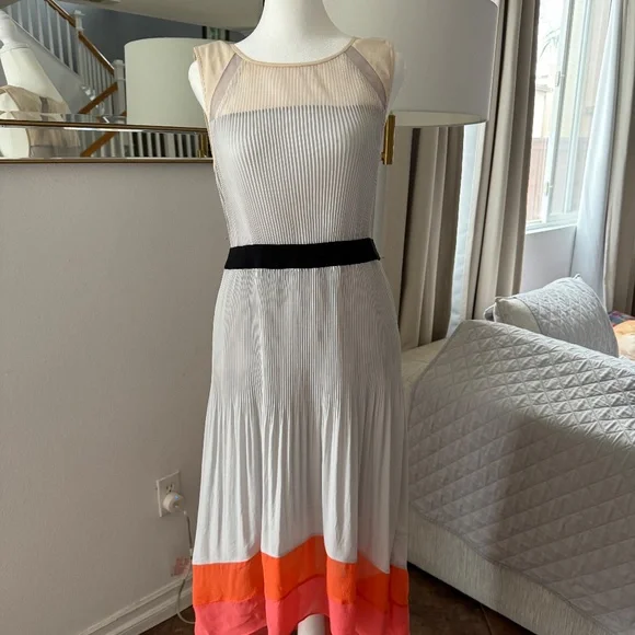 open lace back dress Halter Color Block Maxi Pleated Dress: Olive Multi Small
